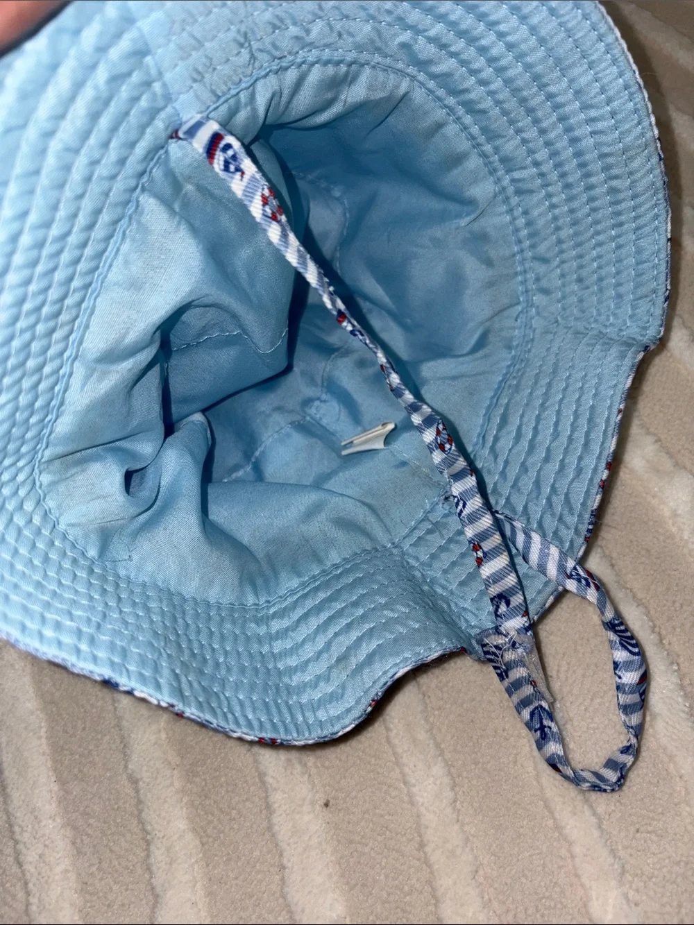 Blue Striped Nautical Bucket Sun Hat for Kids